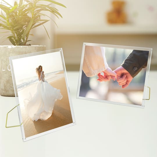 Expressions™ Clear Acrylic Float Frame with Gold Metal Easel by Studio Décor®